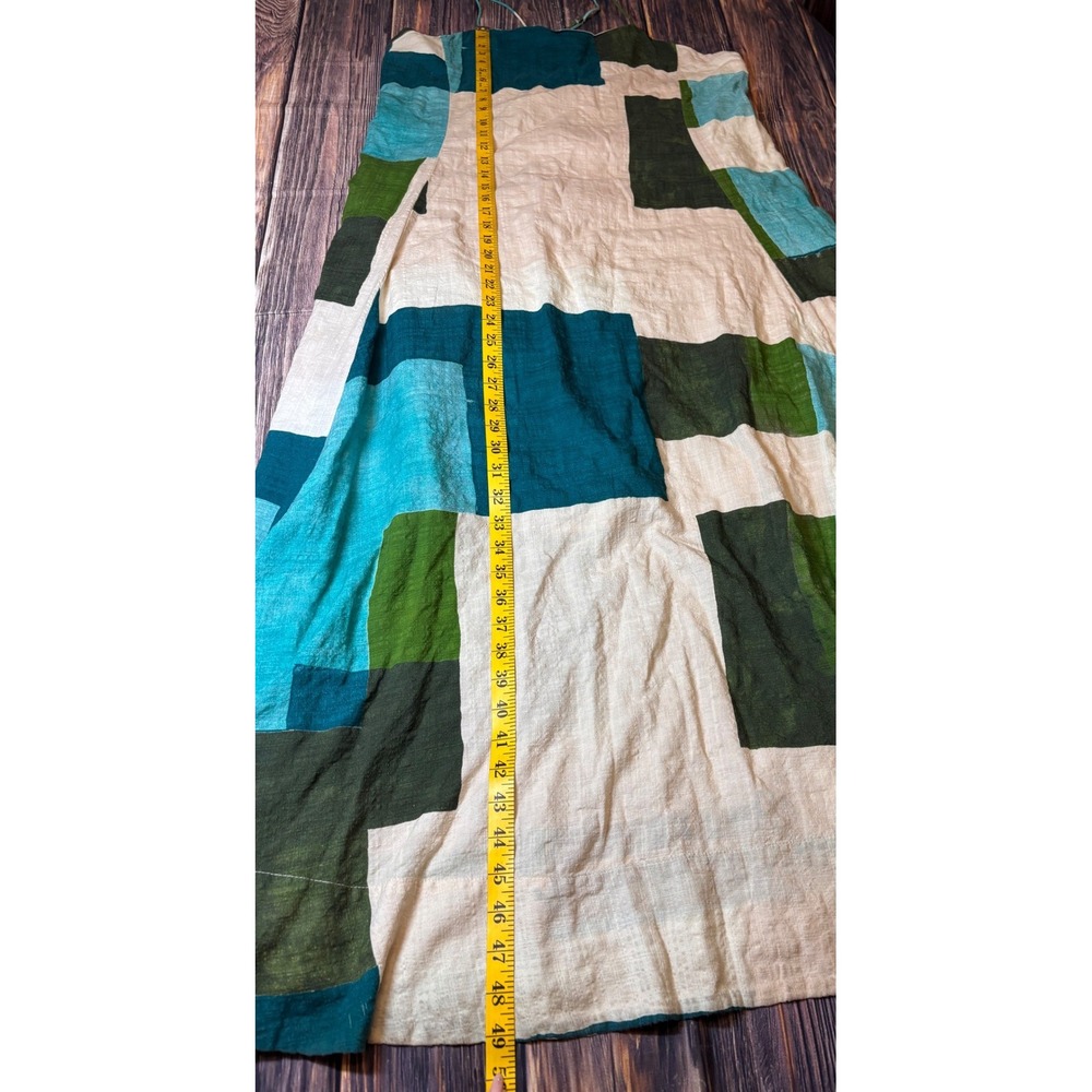 Banana Republic Maxi Dress Womens L Teal Cream Green Patchwork Strappy - Picture 3 of 11